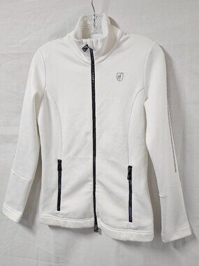 Toni Sailer Sue Midlayer Jacket Women Size 36 White Off/ Black Zippers, Silver